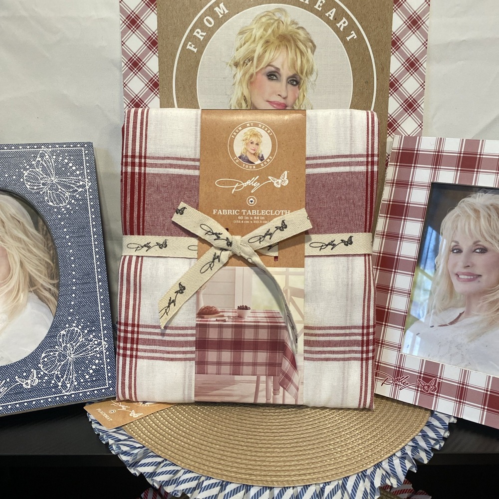 Dolly Parton Dollar General Red 60" x 84 ‎ Fabric Tablecloth